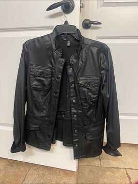 White House Black Market Black Faux Leather Jacket
